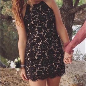 tight black lace dress